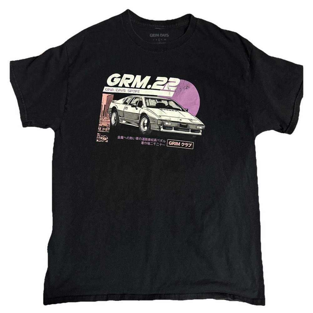 Grim Days Sport T-Shirt Black Large Graphic T Shirt Short Sleeve